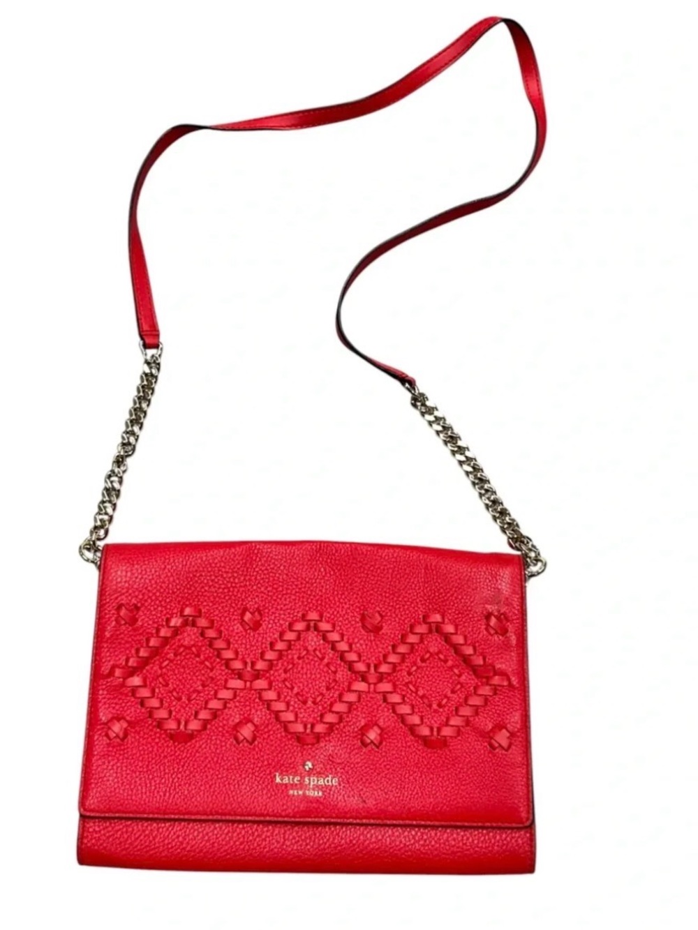 Kate Spade Flynn Street Valencia crossbody strap red orange leather purse